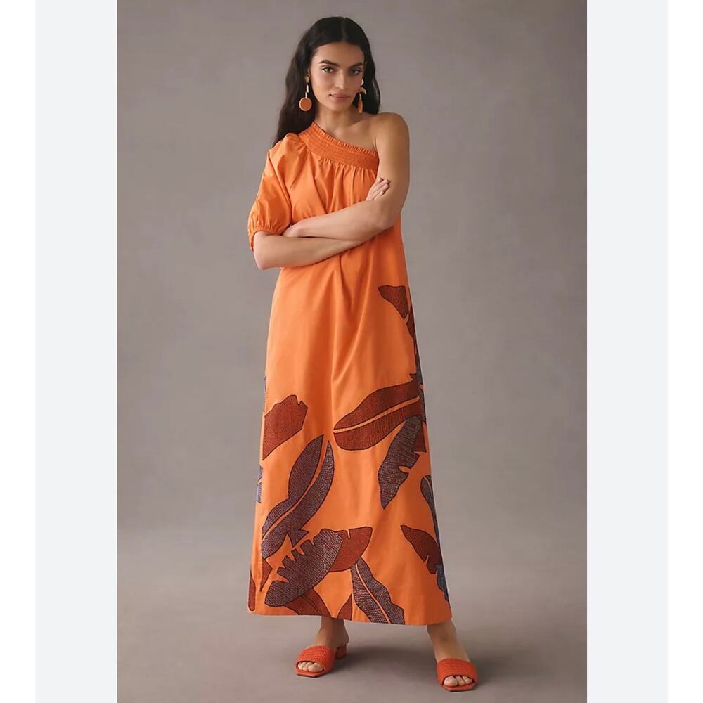 Maeve by Anthropologie One-Shoulder Embroidered Maxi Dress – Medium